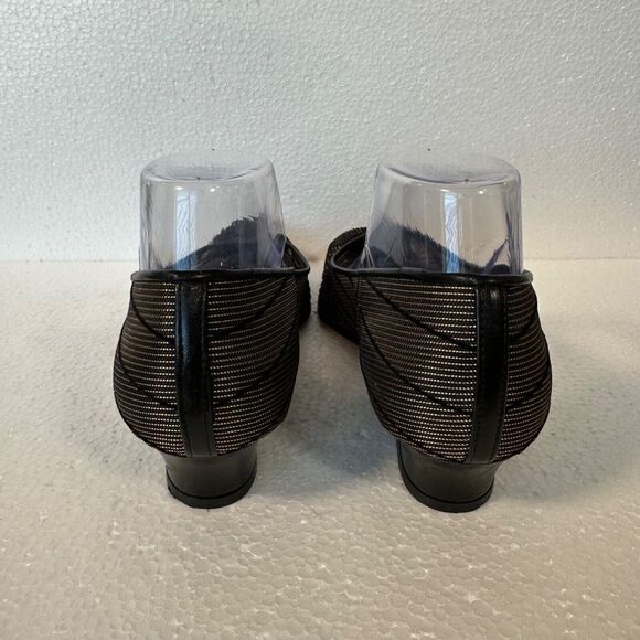 Prevata Mesh Womens 9 Shoes Black Gold Slip On Made in Italy 1-1/4 Platform Heel - Picture 5 of 11